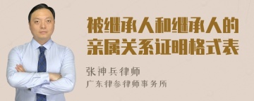 被继承人和继承人的亲属关系证明格式表