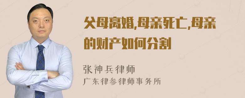 父母离婚,母亲死亡,母亲的财产如何分割