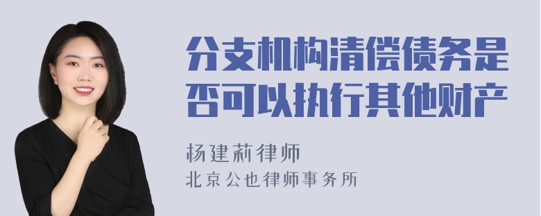 分支机构清偿债务是否可以执行其他财产