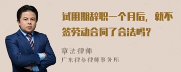 试用期辞职一个月后，就不签劳动合同了合法吗？