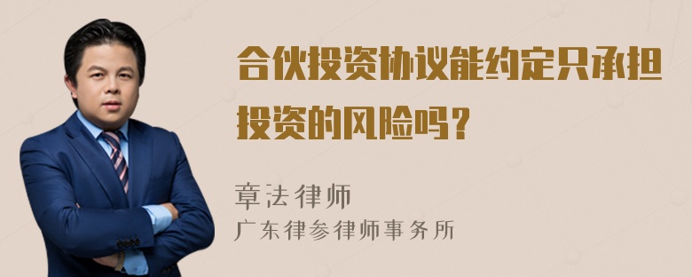 合伙投资协议能约定只承担投资的风险吗？