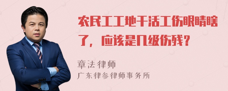 农民工工地干活工伤眼睛瞎了，应该是几级伤残？