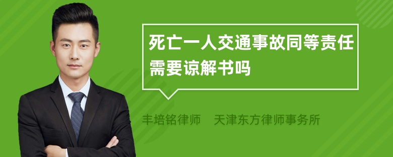 死亡一人交通事故同等责任需要谅解书吗