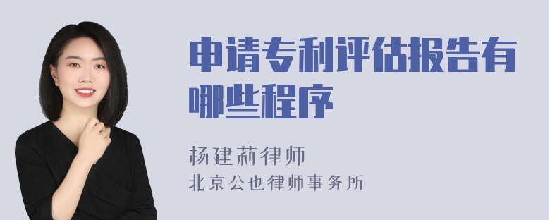 申请专利评估报告有哪些程序