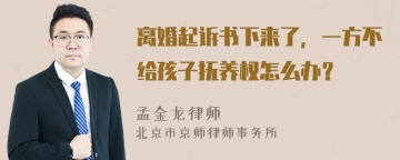 离婚起诉书下来了，一方不给孩子抚养权怎么办？