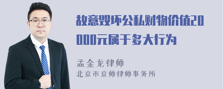 故意毁坏公私财物价值20000元属于多大行为