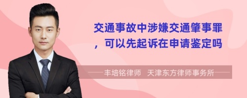 交通事故中涉嫌交通肇事罪，可以先起诉在申请鉴定吗