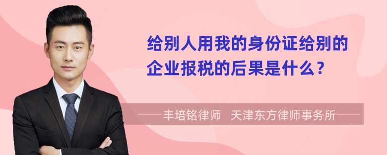 给别人用我的身份证给别的企业报税的后果是什么？