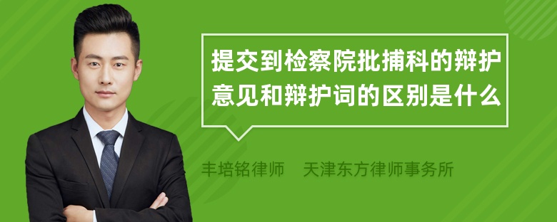 提交到检察院批捕科的辩护意见和辩护词的区别是什么