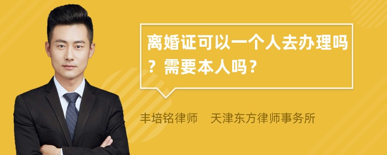 离婚证可以一个人去办理吗？需要本人吗？