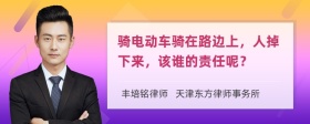 骑电动车骑在路边上，人掉下来，该谁的责任呢？