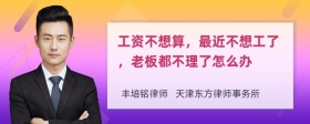 工资不想算，最近不想工了，老板都不理了怎么办