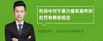 刑诉中对于暴力催收案件的处罚有哪些规定