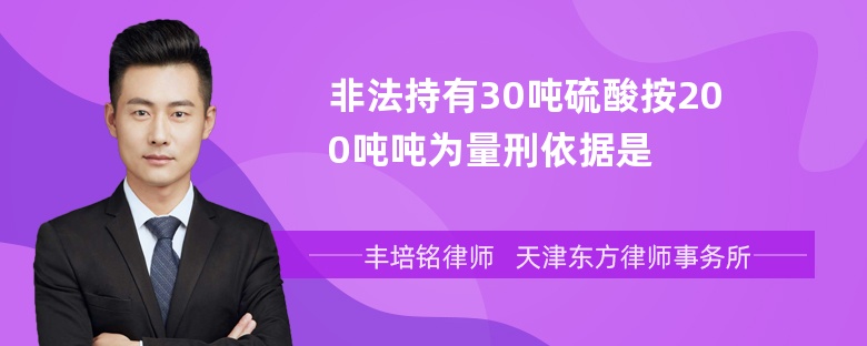 非法持有30吨硫酸按200吨吨为量刑依据是