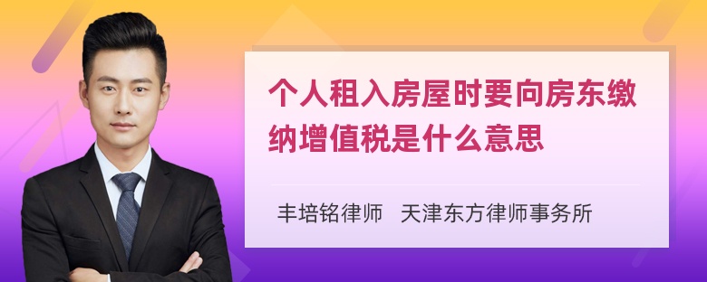 个人租入房屋时要向房东缴纳增值税是什么意思