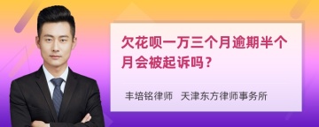 欠花呗一万三个月逾期半个月会被起诉吗？