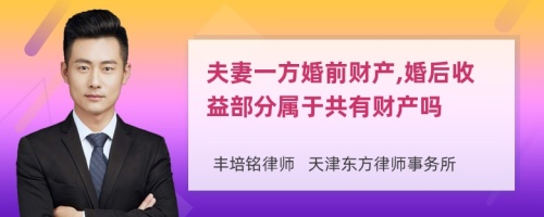 夫妻一方婚前财产,婚后收益部分属于共有财产吗