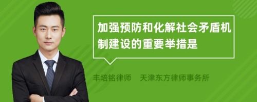 加强预防和化解社会矛盾机制建设的重要举措是