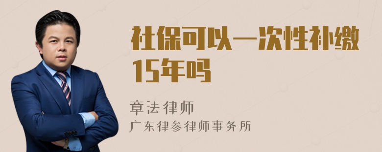 社保可以一次性补缴15年吗