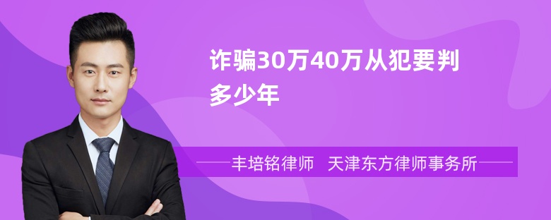 诈骗30万40万从犯要判多少年