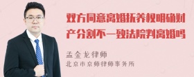 双方同意离婚抚养权明确财产分割不一致法院判离婚吗