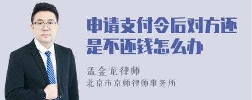 申请支付令后对方还是不还钱怎么办