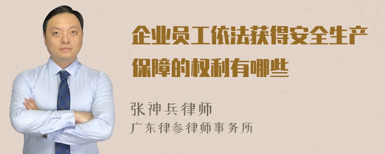 企业员工依法获得安全生产保障的权利有哪些