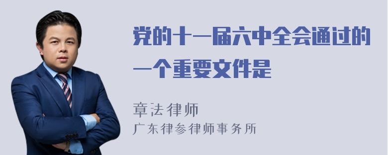 党的十一届六中全会通过的一个重要文件是