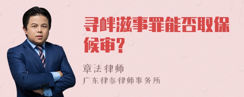 寻衅滋事罪能否取保候审?