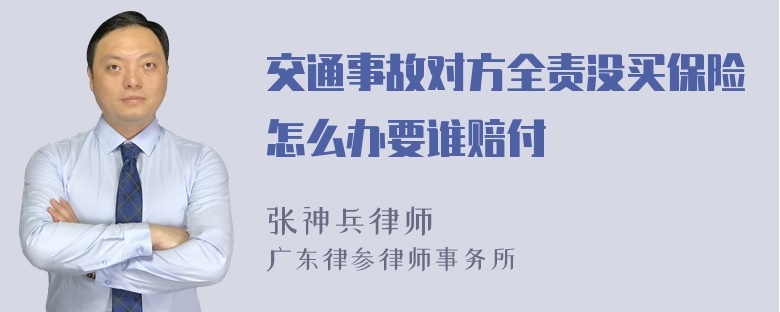 交通事故对方全责没买保险怎么办要谁赔付