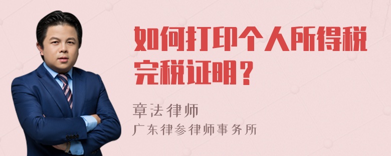 如何打印个人所得税完税证明？