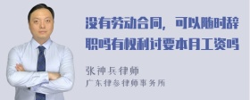 没有劳动合同，可以随时辞职吗有权利讨要本月工资吗