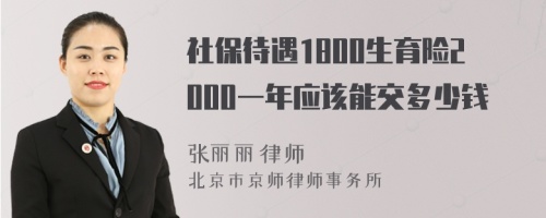 社保待遇1800生育险2000一年应该能交多少钱