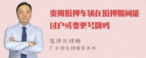 贵阳抵押车辆在抵押期间能过户或变更号牌吗