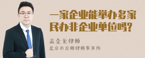 一家企业能举办多家民办非企业单位吗?