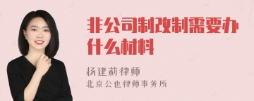 非公司制改制需要办什么材料