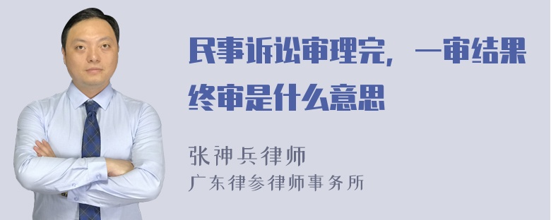 民事诉讼审理完，一审结果终审是什么意思