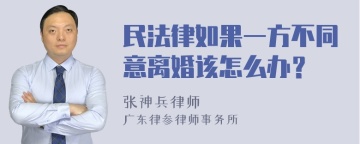 民法律如果一方不同意离婚该怎么办？