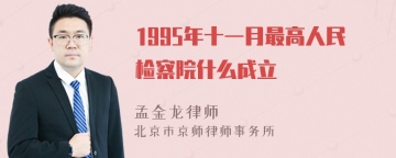 1995年十一月最高人民检察院什么成立