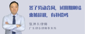 签了劳动合同，试用期刚结束被辞退，有补偿吗