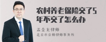 农村养老保险交了5年不交了怎么办