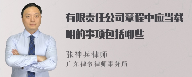 有限责任公司章程中应当载明的事项包括哪些