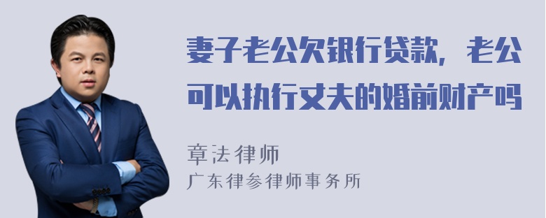 妻子老公欠银行贷款，老公可以执行丈夫的婚前财产吗