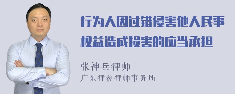 行为人因过错侵害他人民事权益造成损害的应当承担