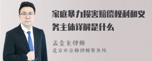 家庭暴力损害赔偿权利和义务主体详解是什么