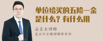 单位给买的五险一金是什么？有什么用