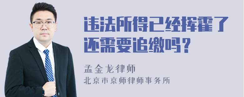 违法所得已经挥霍了还需要追缴吗？