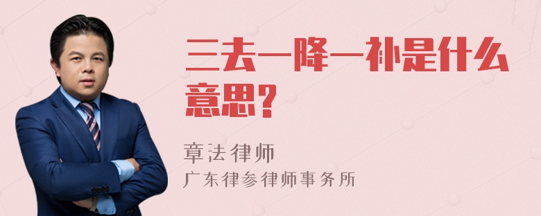 三去一降一补是什么意思?