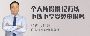 个人所得税12万以下以下享受免申报吗