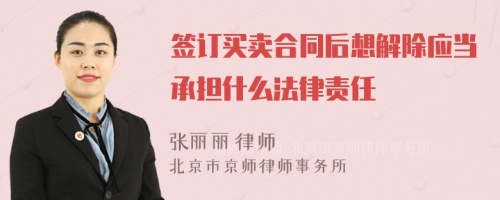 签订买卖合同后想解除应当承担什么法律责任